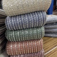 Tissu en dentelle brodée lourde à sequins et perles, tissu en faux georgette, nouveau design, matière pour robe en tulle, mariages