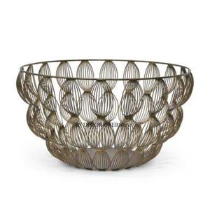 Venta caliente Color negro recubierto de polvo de alambre de Metal resistente y madera hecho de forma redonda suministros de cesta de almacenamiento de frutas y pan - Product Image 2