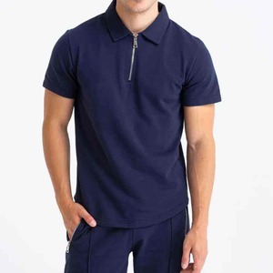 Conjunto de Polo de Verano para Hombre, Lavado, Color Sólido, Talla Grande, Logotipo Personalizado, Algodón, 2 Piezas, con Pantalones Cortos y Camiseta - Product Image 4
