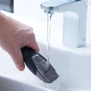 Recortadora de Barba Recargable de Acero Inoxidable para Uso en Seco/Húmedo para Hombres, Peine de Ajuste Rápido, Impermeable IPX7, Funcionamiento en Francés para Barberos - Product Image 3