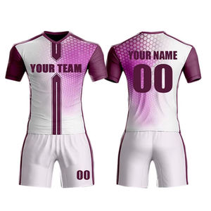 Juego de uniformes de fútbol de secado rápido de alta calidad, tela de poliéster transpirable personalizada con impresión por sublimación para equipos y clubes - Product Image 4
