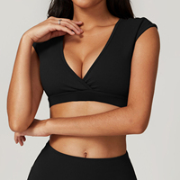 Sujetador de Yoga con cuello en V para mujer, Sexy Sujetador deportivo, almohadilla para el pecho desmontable, ropa interior deportiva de moda para mujer, gimnasio, correr, Push up, ropa interior de Yoga