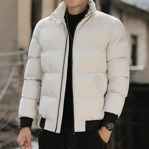 Vente chaude Saison d'hiver Veste matelassée en coton à col montant de style coréen pour homme Couleur unie Coupe ajustée Manteaux chauds Expédition DDP - Product Image 5