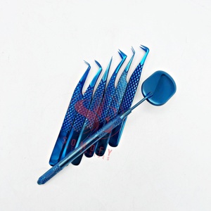 Pinzas de pestañas de 45 grados de acero inoxidable ligeras con muestra gratis, herramienta de belleza con logotipo personalizado para extensión de pestañas - Product Image 5