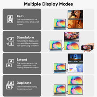 Portable Pliable 15.6 18.5 Pouces Full HD IPS Ordinateur Portable LCD LED Moniteur Double Affichage avec Écran WLED Type C Interface pour Pc Travail