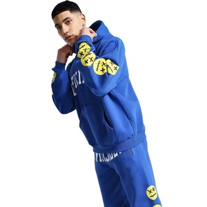 Chándal con estampado de algodón pesado para hombre, conjunto de pantalones de chándal apilados acampanados con logotipo personalizado y Sudadera con capucha para cuello con capucha de invierno - Product Image 2