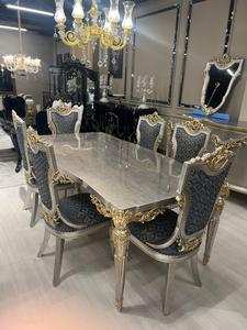 Luxueux 2x3 places 2 x fauteuil canapé ensemble palais ottoman Style motifs royaux Table à manger 6 chaises Console Table basse - Product Image 2