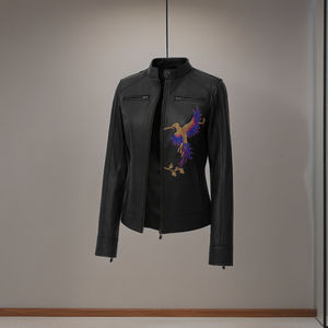 OEM personalizado chaquetas de cuero al por mayor fabricante genuino de cuero de vaca de lona chaquetas de motociclista logotipo frontal hombres mujeres de moda - Product Image 4