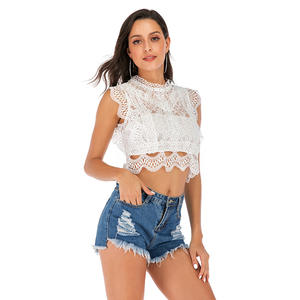 Blusa y camisa personalizadas para mujer, cuello redondo, hueco, sin mangas, de algodón, Tops cortos de verano, transpirable, de secado rápido, informal, para ir al trabajo diario - Product Image 4