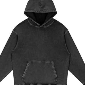 Sudadera con capucha negra lavada con ácido, ropa de calle de gran tamaño, Jersey de algodón Unisex pesado, sudadera con capucha, Top informal Vintage holgado - Product Image 4