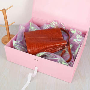 Caja de regalo Rosa extra grande con cinta, caja de regalo con cierre magnético de tapa, regalo plegable rectangular de propuesta de padrino (rosa) - Product Image 4