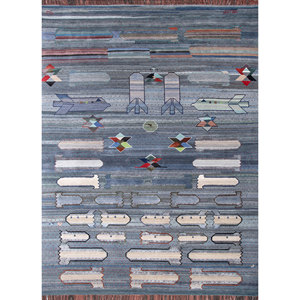 Tapis géométrique bleu Freedom Manchaha en laine et soie de bambou noué à la main pour la décoration de la maison et du salon Les-2004 Jaipur Rugs US - Product Image 1