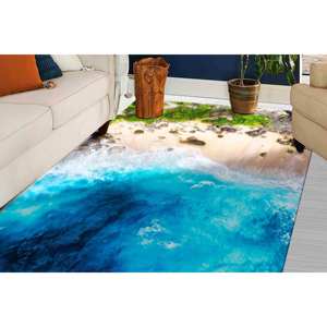 Tapis imprimé Vagues Côtières - Décoration de bureau Paysage Marin, Tapis à poils doux - Product Image 2