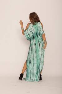 Robe pour femmes Robe décontractée à manches courtes col en V Max Robes pour femmes Robe maxi imprimée en pur coton pour soirée de mariage - Product Image 3