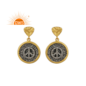ต่างหูอัญมณีสังเคราะห์จากธรรมชาติ18K ชุบทอง18K - Product Image 1
