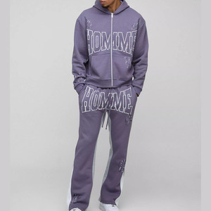 Chándal de gran tamaño con cremallera completa para hombre Sudadera con capucha holgada y pantalón de chándal a juego Ideal para ropa de calle - Product Image 4