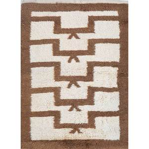 Tapis en laine noué à la main Zuri beige et marron, motif géométrique abstrait, pour salon, entrée, couloir, forme puzzle rectangulaire - Product Image 1