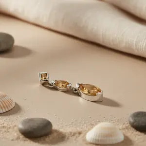 Collar con Colgante de Citrino Chapado en Rodio de Plata 925 para Mujer, Cadenas de Oro Modernas para Uso Diario, Regalo de Compromiso o Boda - Product Image 3