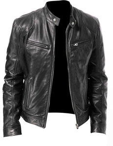 Veste en cuir PU pour hommes européens et américains pour adolescents Veste en cuir punk à col montant pour hommes - Product Image 6