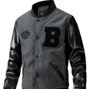 Unisex Men's Lightweight Wool <b>Jacket</b> Leather Sleeves High Quality Reasonably Priced Winter Letterman Style Comfortable Hooded - Product Image 1