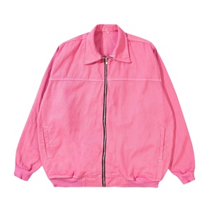Custom OEM Heavyweight Washed <b>Canvas</b> <b>Jacket</b> <b>Men</b> Streetwear Turn-down Collar Zip Up Vintage Plain Cotton Twill Coat - Product Image 1