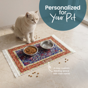 Yakut Non Slip Pet Feeding Mat Washable Custom Dog Cat Bowl Floor Mat Low Pile Personalized Pet Food Placemat OEM ODM - Product Image 1