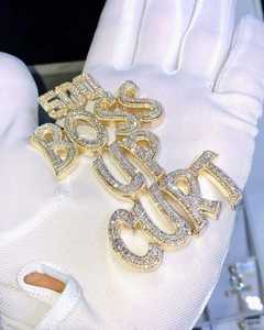 Pendentif Lettre Moissanite Diamantée Personnalisée Plaqué Or Jaune 18K 20 TCW Luxe Tendance Hip Hop Certifié GRA Cadeau - Product Image 5