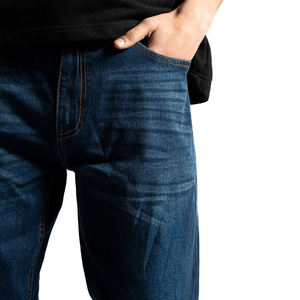 กางเกงผ้ายีนส์ขาตรงลำลองสำหรับผู้ชายเอวกลางระบายอากาศซักได้วัสดุยืดหยุ่นปรับแต่งได้ - Product Image 2