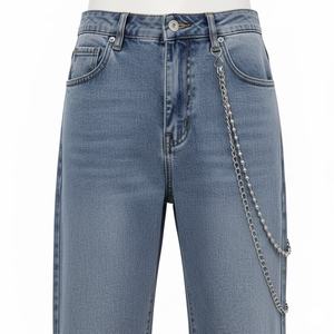 Léger Vintage Délavé Ourlet Brut Haute Qualité Droite Denim Jeans Hommes Personnalisé Empilé Solide Fermetures À Glissière Été Printemps pour - Product Image 4