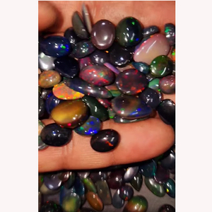 250ชิ้นโอปอลสีดำจากเอธิโอเปียธรรมชาติ10มม. ถึง19มม. ลูกแพร์รูปไข่ Cabochon 453 CTS Lot iroc ขายคุณภาพโอปอล CAB เรา $259 - Product Image 4
