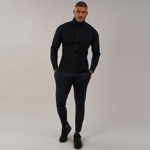 ชุดวอร์มและกางเกงผ้าโพลีเอสเตอร์2ชิ้นสำหรับใส่เล่นกีฬาเสื้อมีซิปขนาด XL ออกแบบโลโก้ได้ตามต้องการ - Product Image 3