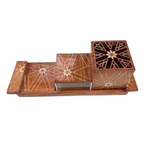 Brûleur d'encens Mubkhar en bois de Style arabe de haute qualité et coffret décor de bureau à domicile brûleur d'encens Bakhoor ensemble brûleur d'Oud - Product Image 6