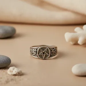 Bague Pentagramme pour Homme en Argent Sterling 925, Style Gothique Occulte, Tendance, avec Incrustation en Acier Inoxydable - Product Image 3
