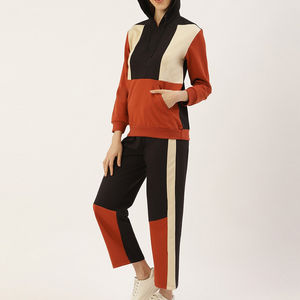 2024 femmes Premium deux pièces vêtements de sport sweat à capuche lourd survêtement pantalon couleur bloc survêtements pour l'hiver - Product Image 2