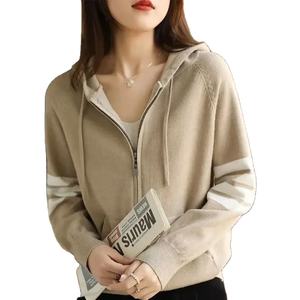 Sweat-shirts en tricot à rayures imprimées décontractés amples et respirants pour femmes, automne-hiver, style Y2K chic, 100% coton, imperméables, séchage rapide, devant uni - Product Image 4