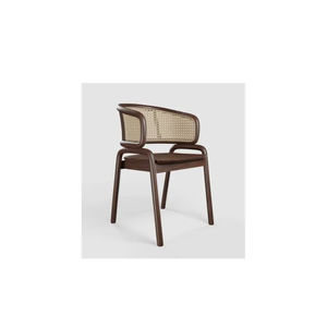 Silla de Comedor Gema Hecha de Madera de Teca Sólida con Respaldo de Madera y Ratán para Interiores y Exteriores - Product Image 4