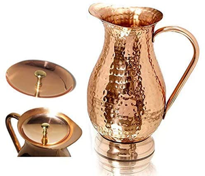 Pichet à eau moderne et luxueux de 1,5 L en cuivre pur avec poignée et base en laiton pour le vin de fête, bénéfique pour la santé. - Product Image 4