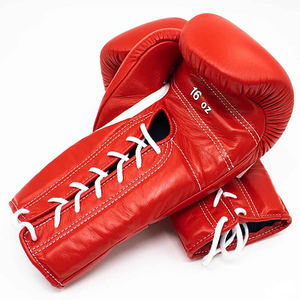 ถุงมือมวยหนัง MMA แบบ100% สำหรับการแข่งขันคิกบ็อกซิ่งถุงมือชกมวยสีแดงสั่งทำ - Product Image 3