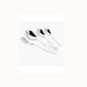 Juego de cubiertos simples de metal decorativo de metal de lujo de níquel plateado de acero inoxidable con mango rectangular para uso doméstico y hotelero - Product Image 1