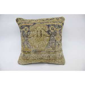 Premium Vintage Beige Kantha Patchwork Wool Pillow 14x14 Inch Luxury <b>Bedding</b> Woven <b>Fluffy</b> Square Design Eco Friendly Non-Slip - Product Image 1
