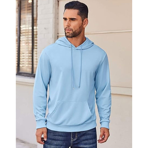 Sweat à capuche en coton solide brodé 2025, coupe athlétique, décontracté, manches longues, léger, séchage rapide, respirant, tendance - Product Image 2