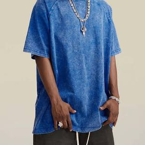 Logo personnalisé OEM T-shirt pour hommes 100% coton à épaules tombantes T-shirt d'été vierge pour hommes T-shirts surdimensionnés à col épais et délavés à l'acide - Product Image 2