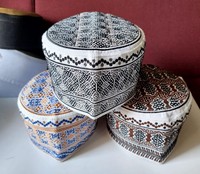 Nuevo Gorro de Oración Musulmán Omaní Bordado Personalizado, Barkati Topi Islámico Takke para Adultos, Formal, Ecológico, 100% Algodón Malla