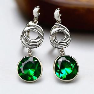 925 Sterling Silver Green Hydro Gemstone Boucles d'oreilles goutte plaqué or diamant perle bijoux de mode pour les femmes pour les mariages - Product Image 5