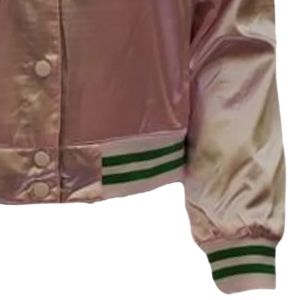 Pink Satin <b>Jacket</b> Women Varsity Style Bomber <b>Jacket</b> Fashion Casual Outerwear Button Front Streetwear Apparel Stylish Wholesale - Product Image 6