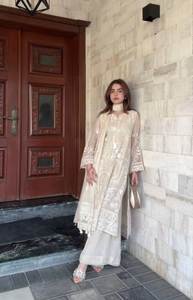 Ensemble Kurta Palazzo pour femmes en faux georgette lourdement brodé avec dupatta, tenue ethnique de créateur pour les occasions spéciales - Product Image 3