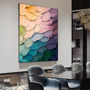 Abstract <b>Canvas</b> Art Hand Painted Acrylic Painting Contemporary Wall Decor With <b>Frame</b> Indoor Colorful Scale Pattern - Product Image 2
