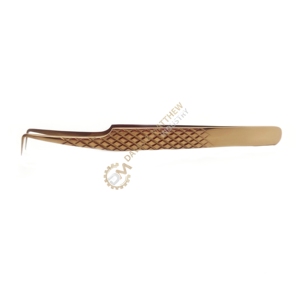 Pinzas de pestañas de volumen de 90 grados de etiqueta privada, aplicador alto, extensión de pestañas de acero inoxidable de oro rosa, herramientas de belleza puntiagudas - Product Image 1