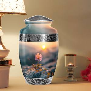 Urna Funeraria con Diseño de Flor de Recuerdo para Cenizas de Adultos, Estilo Europeo/Americano, Duradera y Ecológica, Diseño Personalizable (10 Pulgadas) - Product Image 2