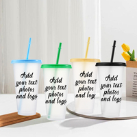 Gobelet réutilisable transparent en plastique de 24 oz avec paille et couvercle, tasses à café glacé personnalisables pour usage quotidien, fêtes et fournitures de café